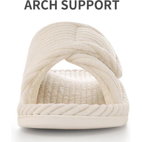 Chic Beige House Slippers for Women - Arch Support & Moisture-Wicking Comfort - Picture 3 of 6